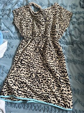 Sleeveless Beige & Black Leopard Print Dress